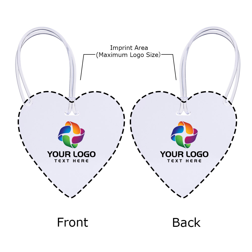 Imprint Area of Heart-Shaped Luggage Tags with Strap