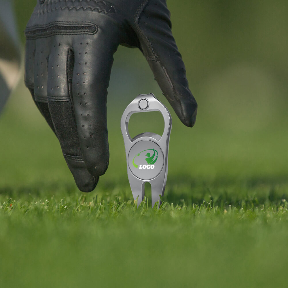 Lifestyle Shot of Customizable Golf Divot Tool with Ball Marker Set
