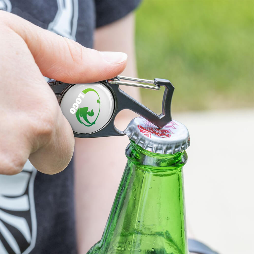 Lifestyle Shot of Personalized Bottle Opener Divot Tool