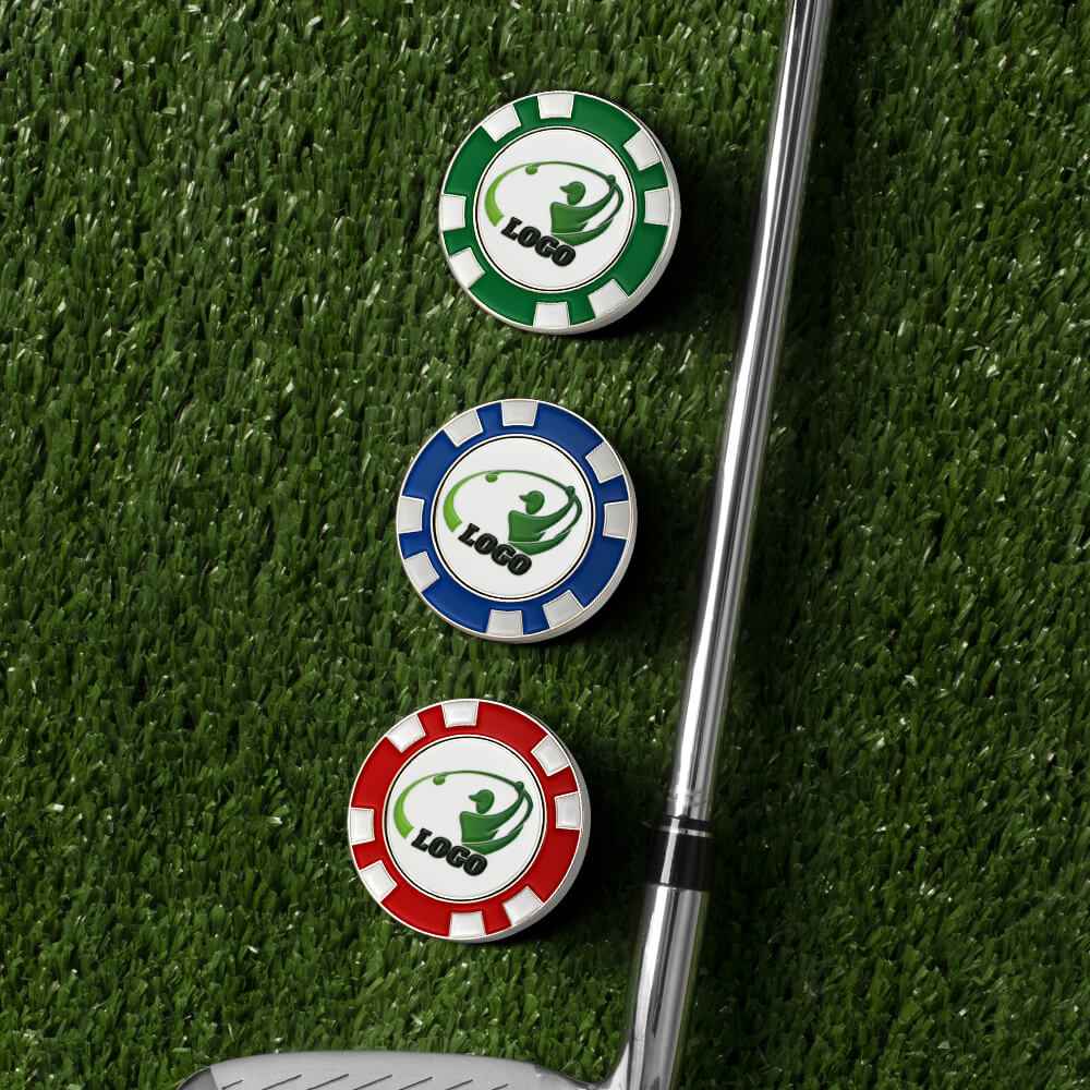 Lifestyle shot of Full Color Custom Golf Ball Marker Lifestyle shot of Full Color Custom Golf Ball Marker
