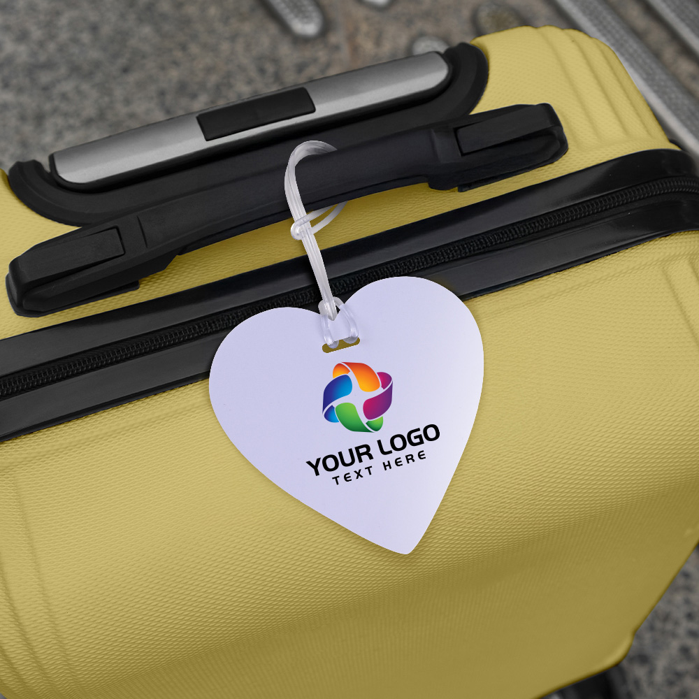 Lifestyle shot of Heart-Shaped Luggage Tags with Strap