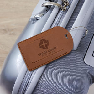 PU Leather Luggage Tag with Stainless Steel Strap