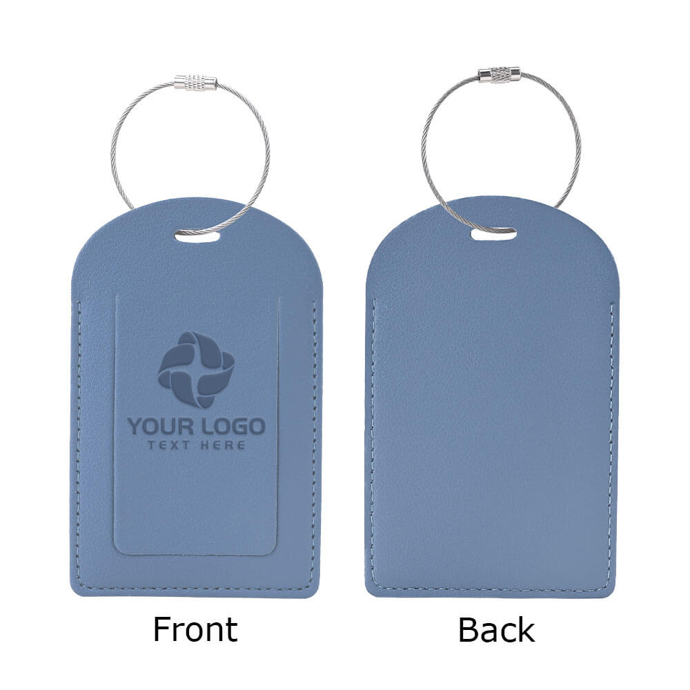 PU Leather Luggage Tag With Custom Logo Haze Blue with logo