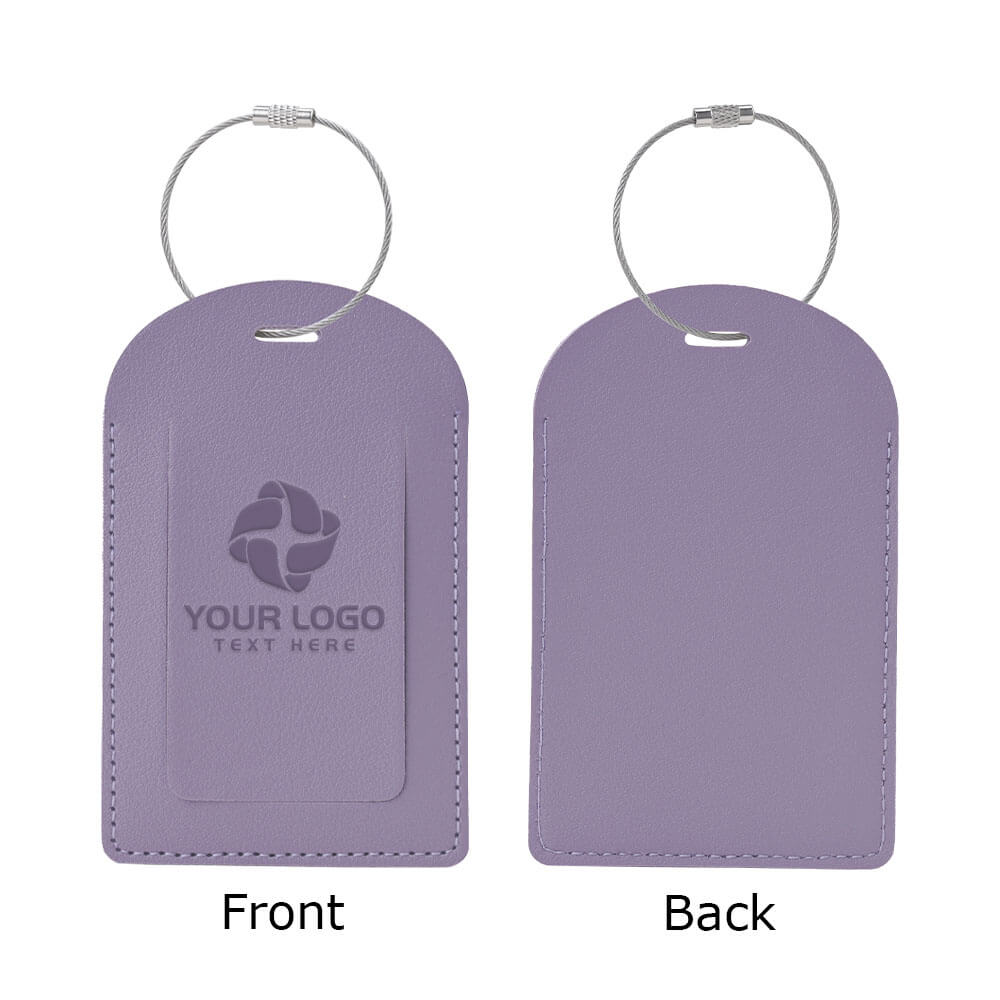 PU Leather Luggage Tag With Custom Logo Taro Purple with logo