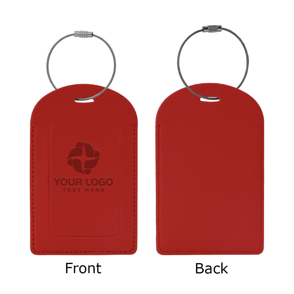 PU Leather Luggage Tag With Custom Logo Red with logo