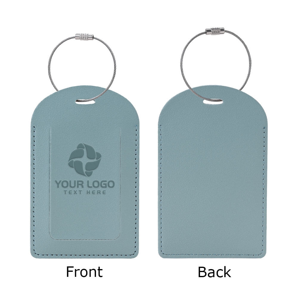PU Leather Luggage Tag With Custom Logo Teal with logo