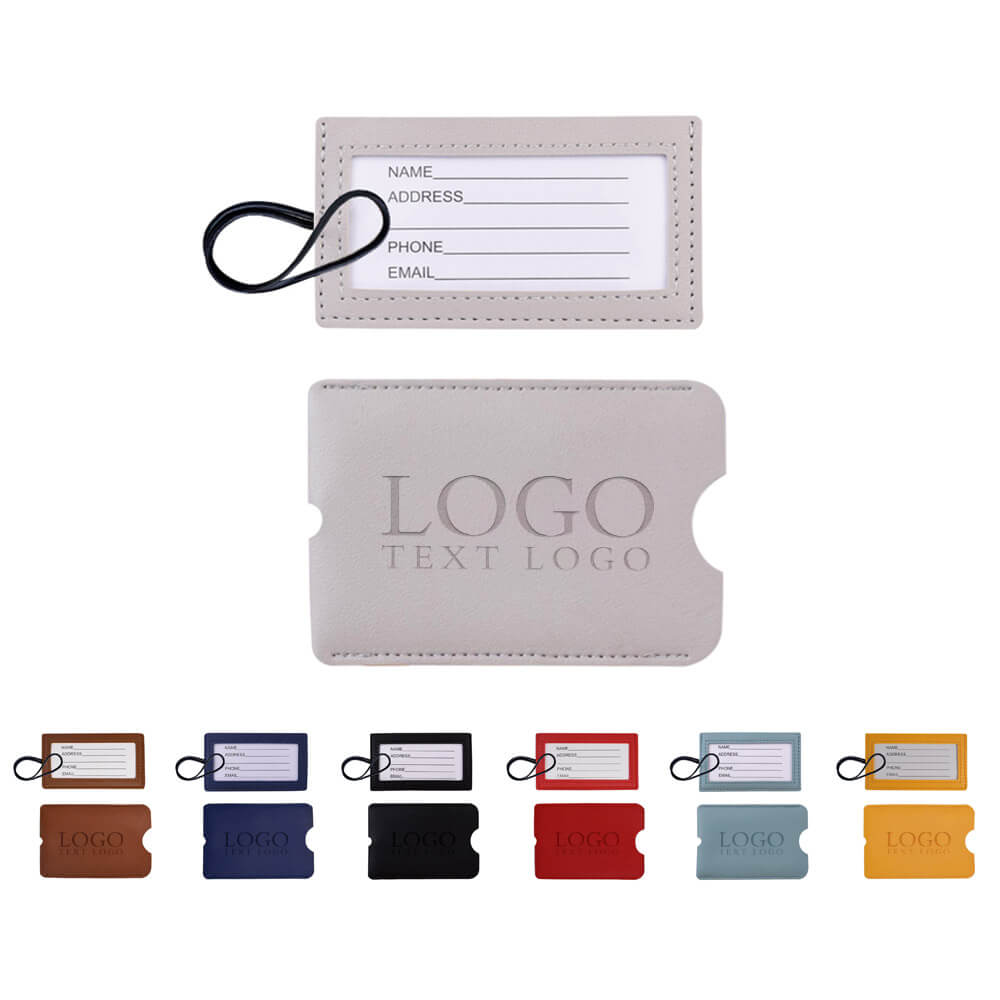 Group shot of PU Leather Luggage Tag with Loop Strap