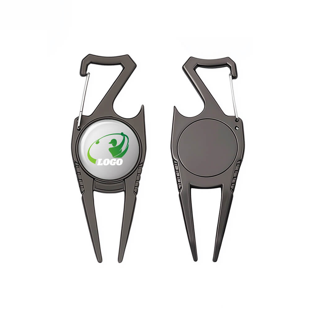 Personalized Bottle Opener Divot Tool Black with Logo Both Sides