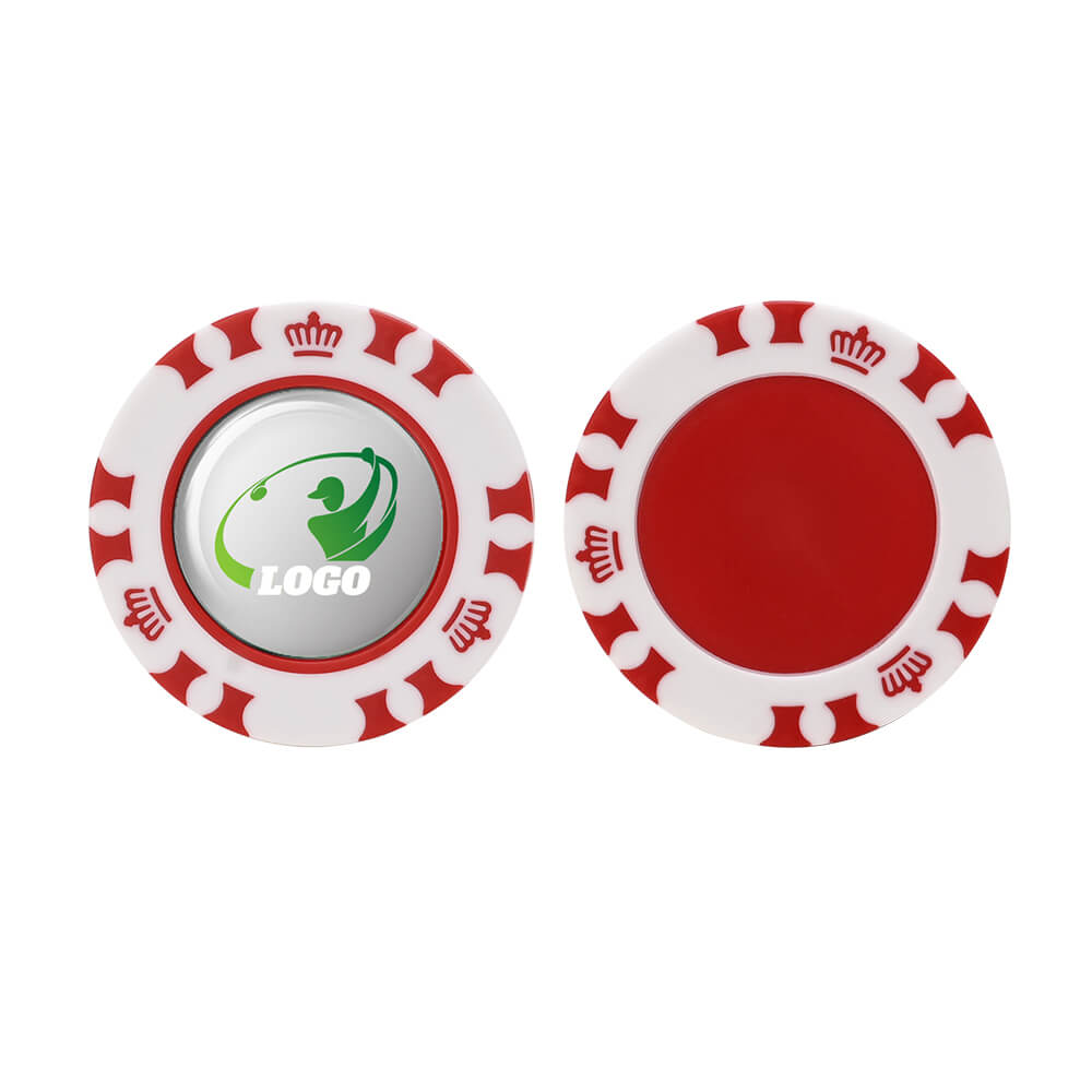 Plastic Custom Golf Marker with Golf Coin Red with Logo Both Sides