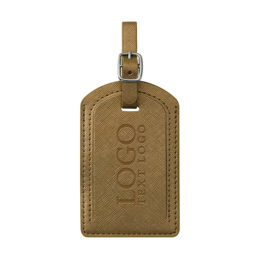 Portable PU Leather Luggage Tag Brown with logo