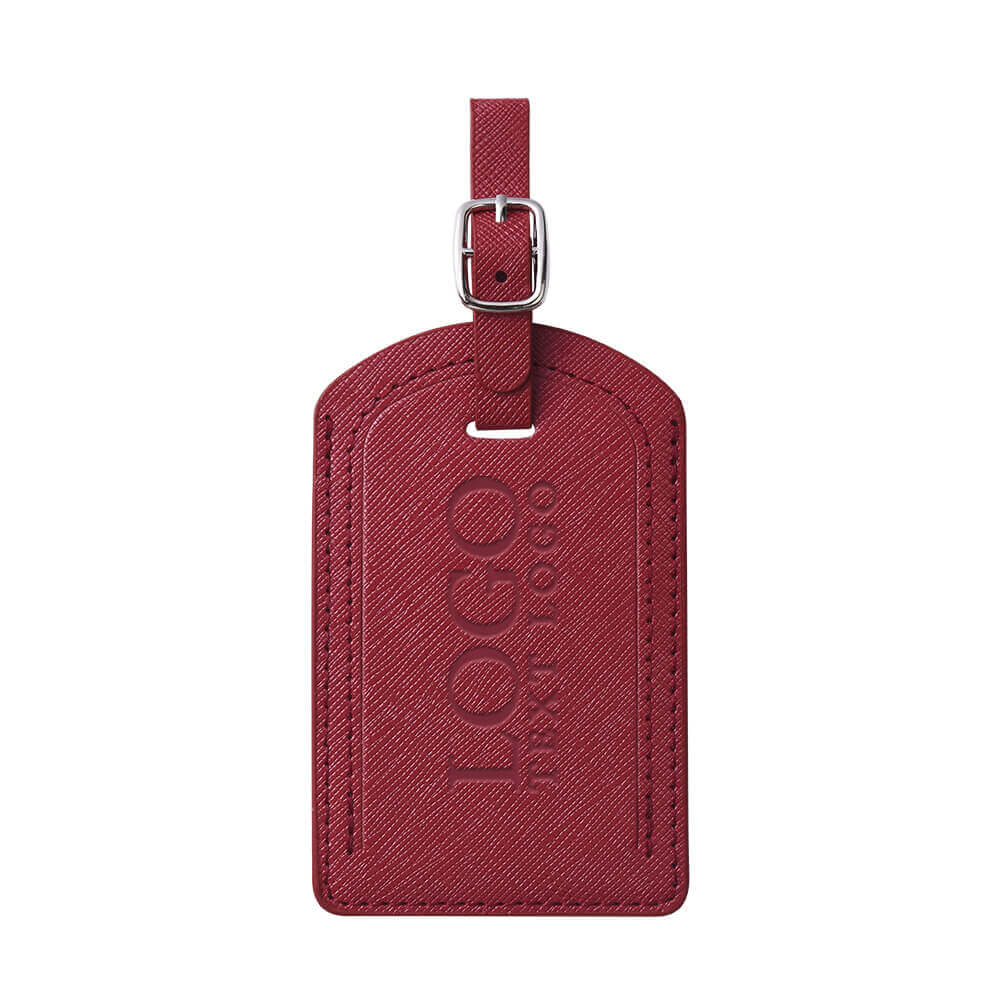 Portable PU Leather Luggage Tag Red with logo