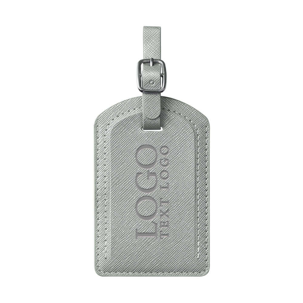 Portable PU Leather Luggage Tag Silver with logo