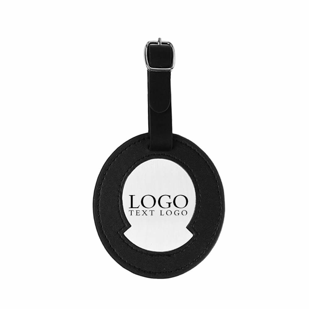 Premium Leather Metal Luggage Tag Black with logo