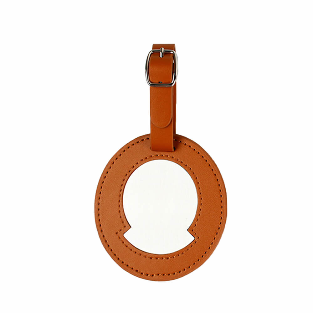 Premium Leather Metal Luggage Tag Brown Premium Leather Metal Luggage Tag Brown