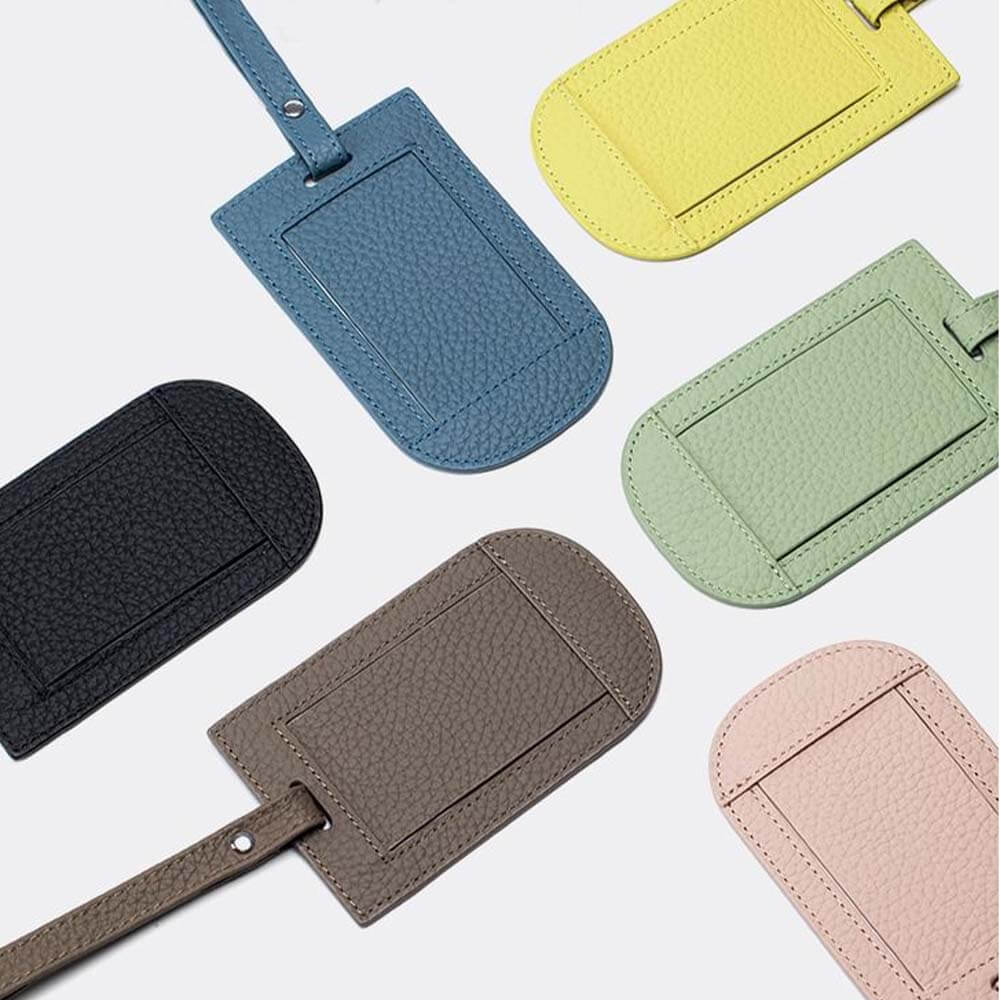 Group shot of Genuine Leather Travel Tag with Flip Cover