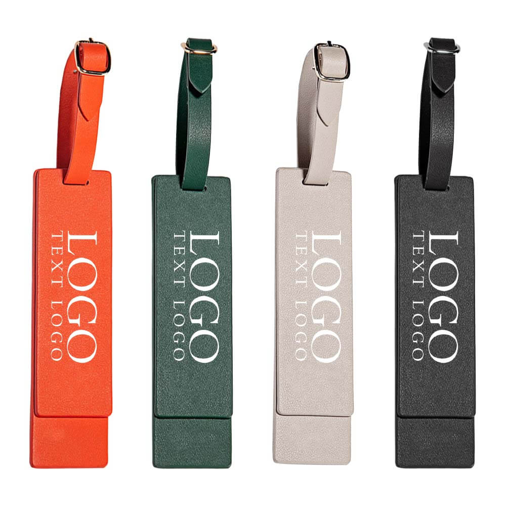 Group shot of Scratch Resistant Microfiber Leather Luggage Tags