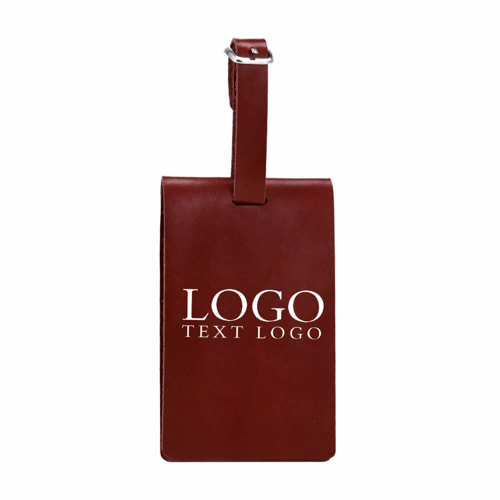 High-End Folding Genuine Leather Travel Tag Red with logo