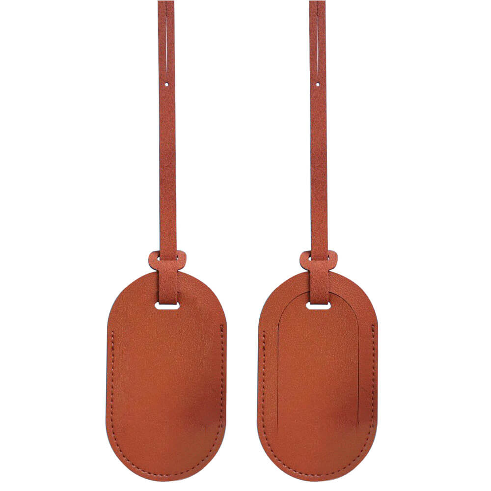 PU Leather Airplane Luggage Tag with Flap Brown PU Leather Airplane Luggage Tag with Flap Brown