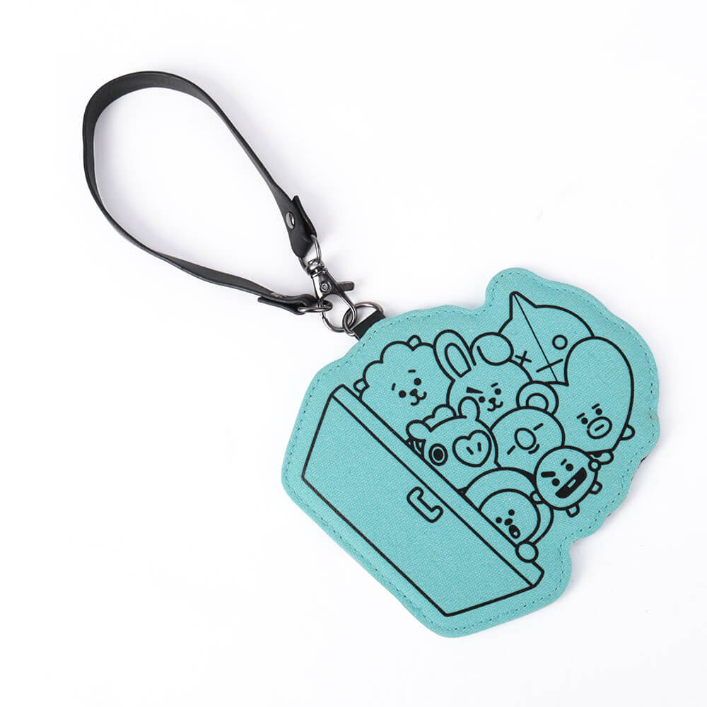 Lifestyle shot of Sky Blue PU Leather Luggage Tags