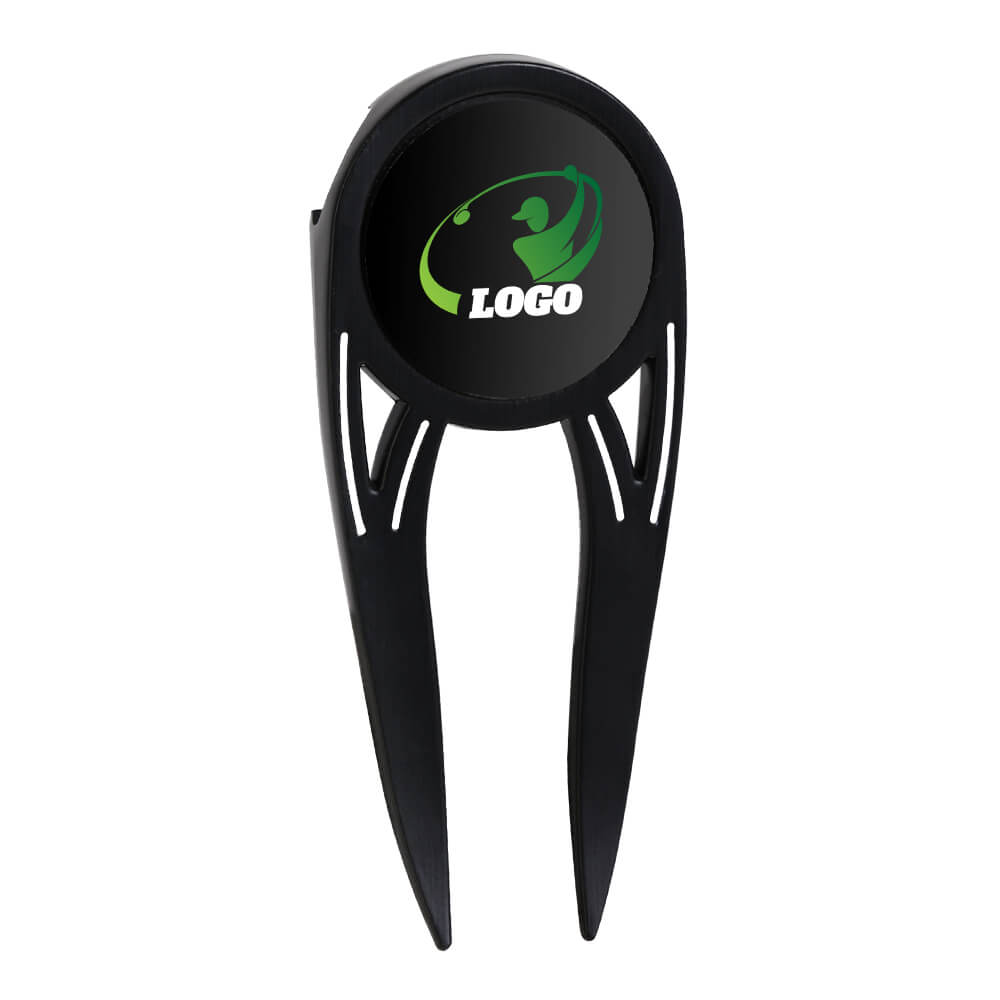 Stylish Golf Repair Tool Set with Ball Markers Black with Logo Stylish Golf Repair Tool Set with Ball Markers Black with Logo