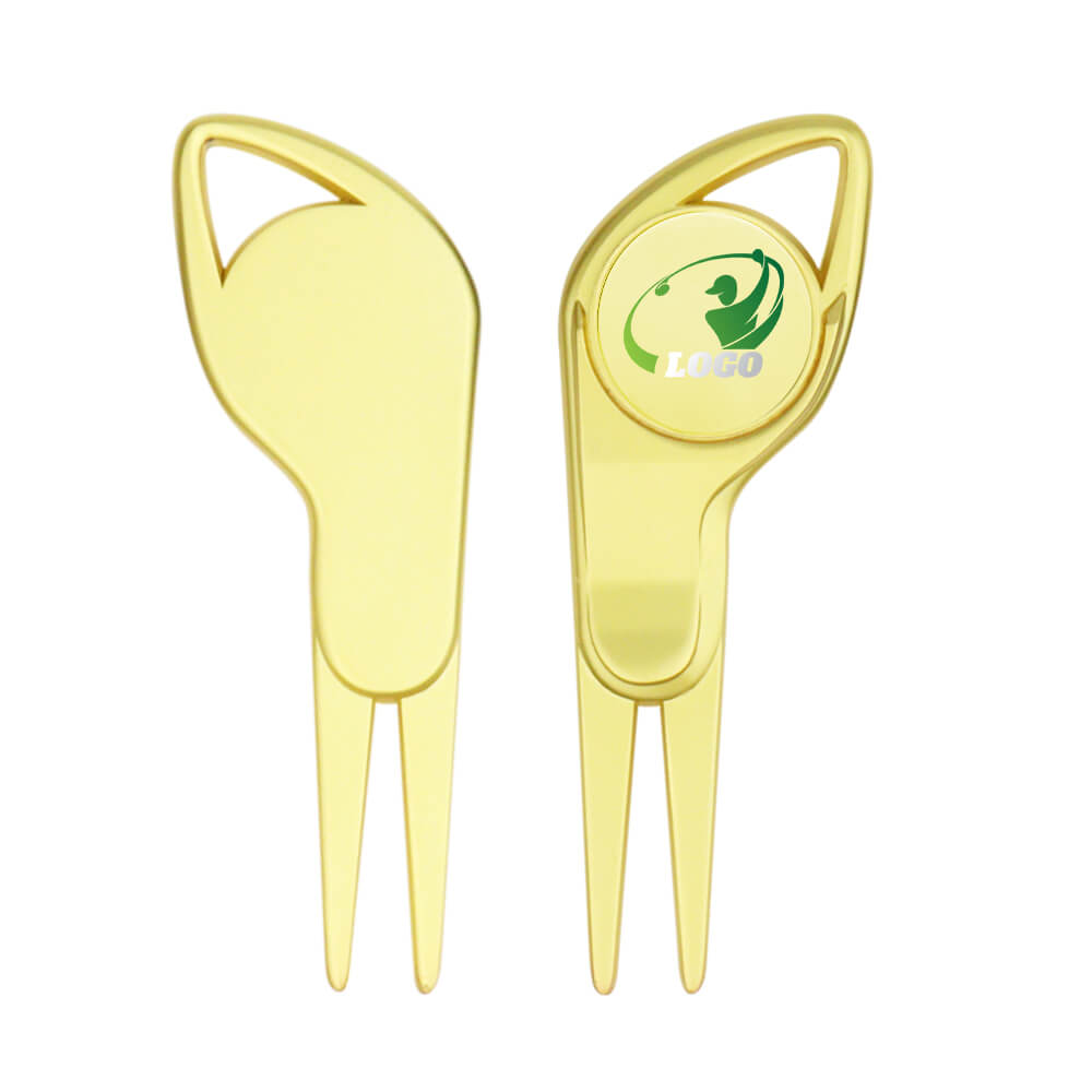 Unique Multifunctional Custom Golf Divot with Ball Markers Gold with Logo Both Sides Unique Multifunctional Custom Golf Divot with Ball Markers Gold with Logo Both Sides