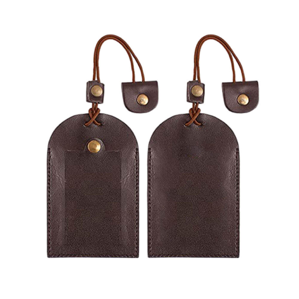 Tied String Vintage Genuine Leather Luggage Tags Brown