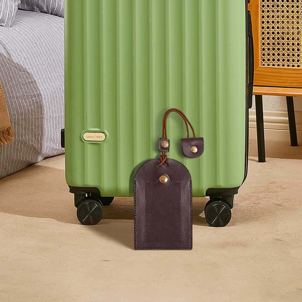 Lifestyle shot of Tied String Vintage Genuine Leather Luggage Tags