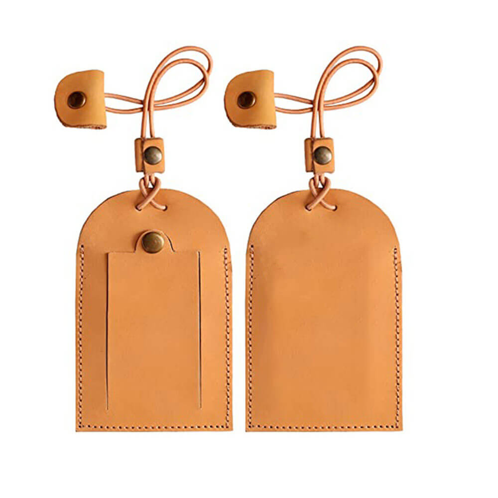 Tied String Vintage Genuine Leather Luggage Tags Orange
