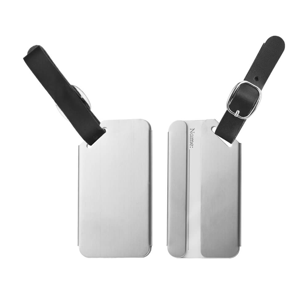 Metal Custom Luggage Tags With PU Leather Strap Silver Metal Custom Luggage Tags With PU Leather Strap Silver