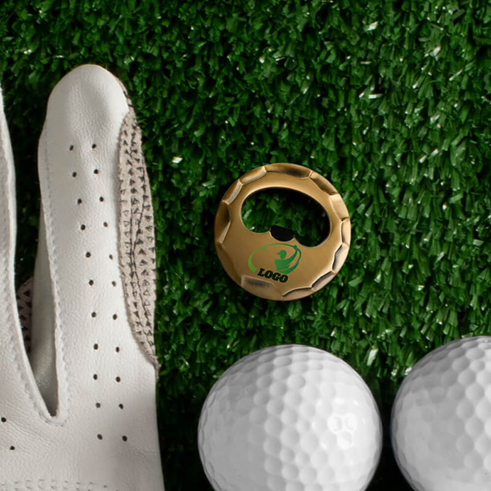 Lifestyle Shot of Custom Bottle Opener Golf Ball Marker