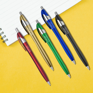 Plastic Ballpoint Click Pen with Metallic Accent 327639