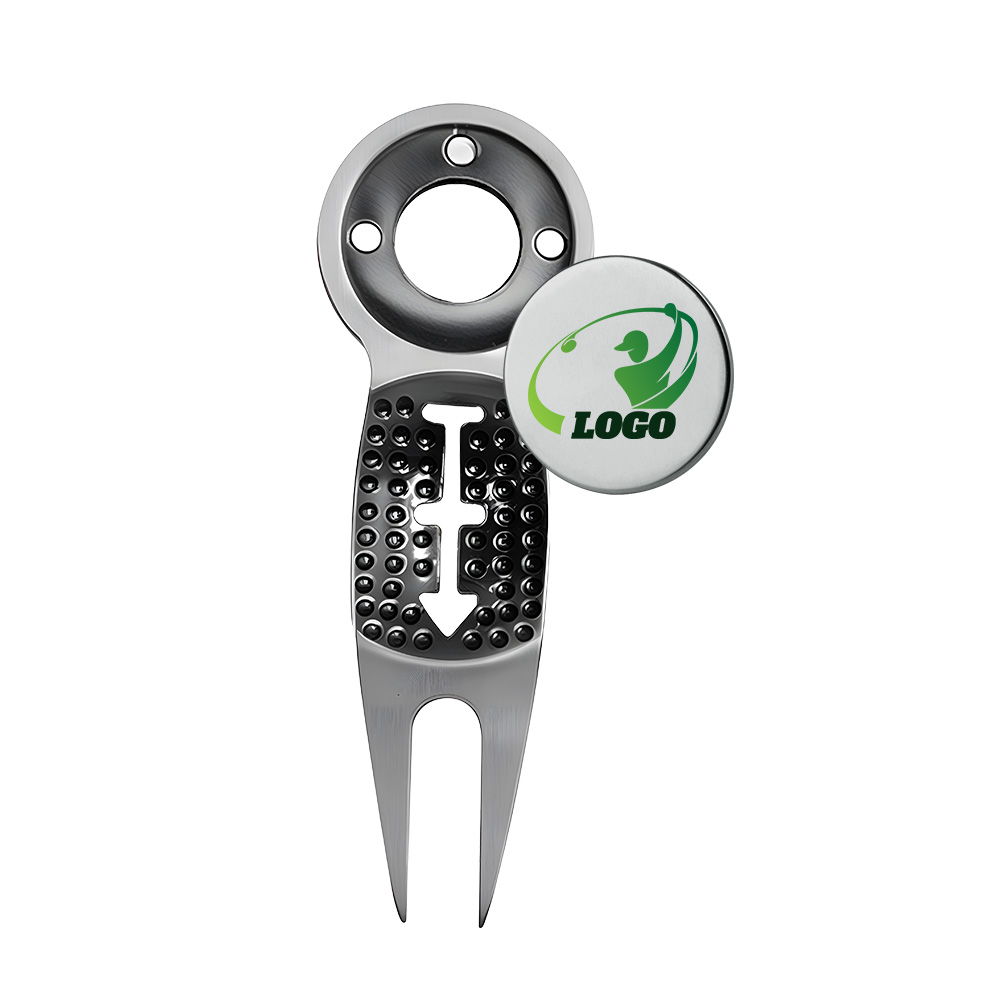 Magnetic Effect Display - Exquisite Custom Antique Silver Golf Divot Tool with Ball Markers Magnetic Effect Display - Exquisite Custom Antique Silver Golf Divot Tool with Ball Markers