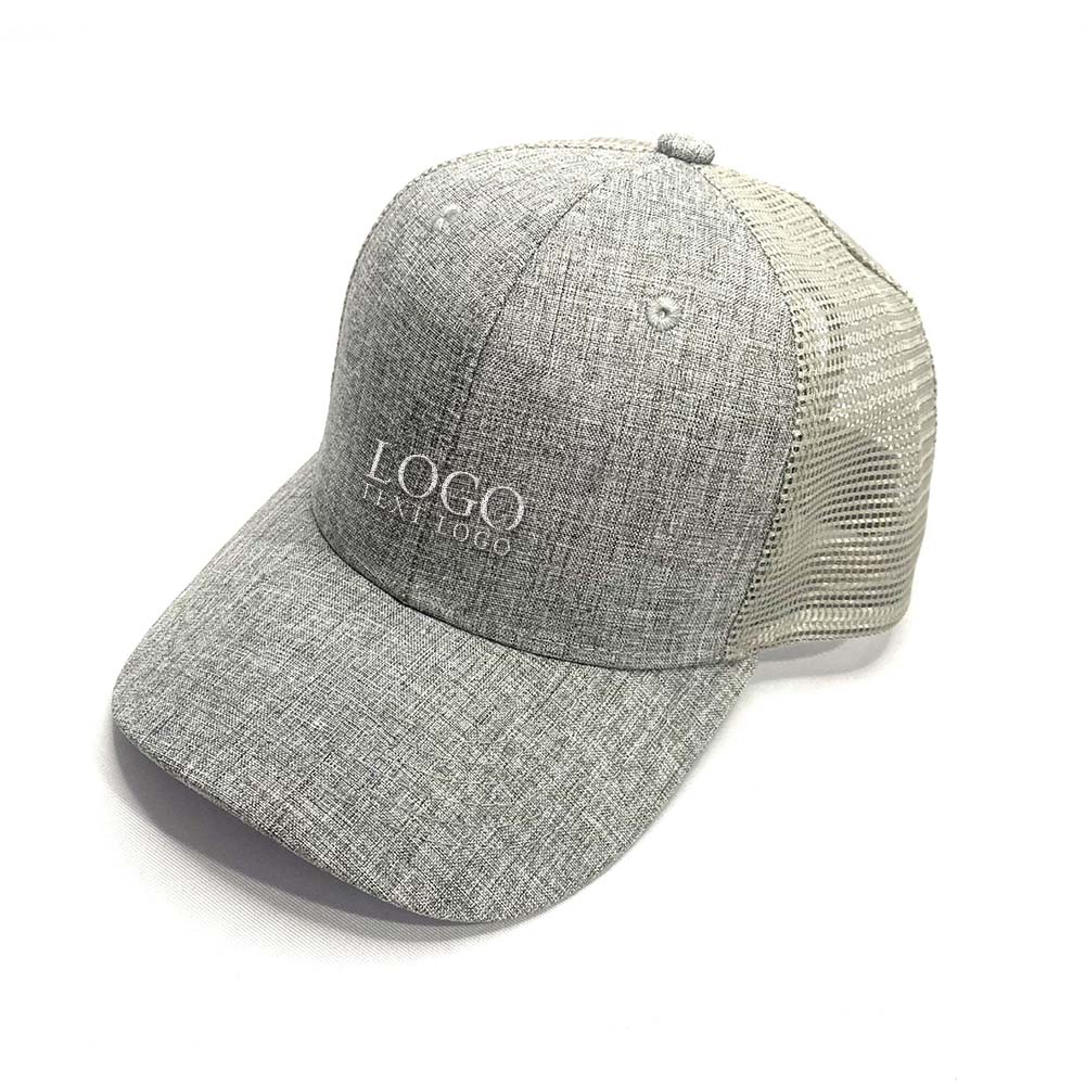 Fashionable Colorblock Cotton And Linen Mesh Baseball Hat Light Gray with logo