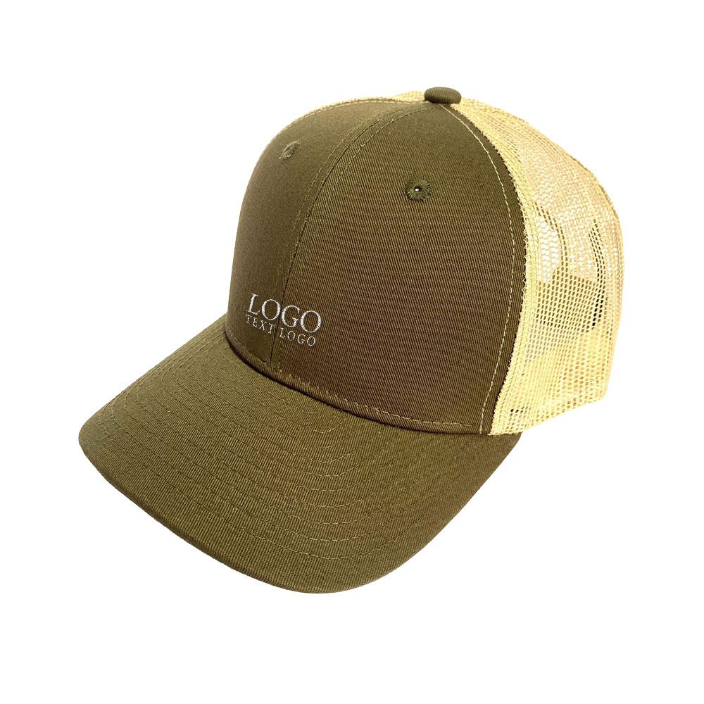 Mesh Summer Sun Protection Travel Hat Olive Drab with logo