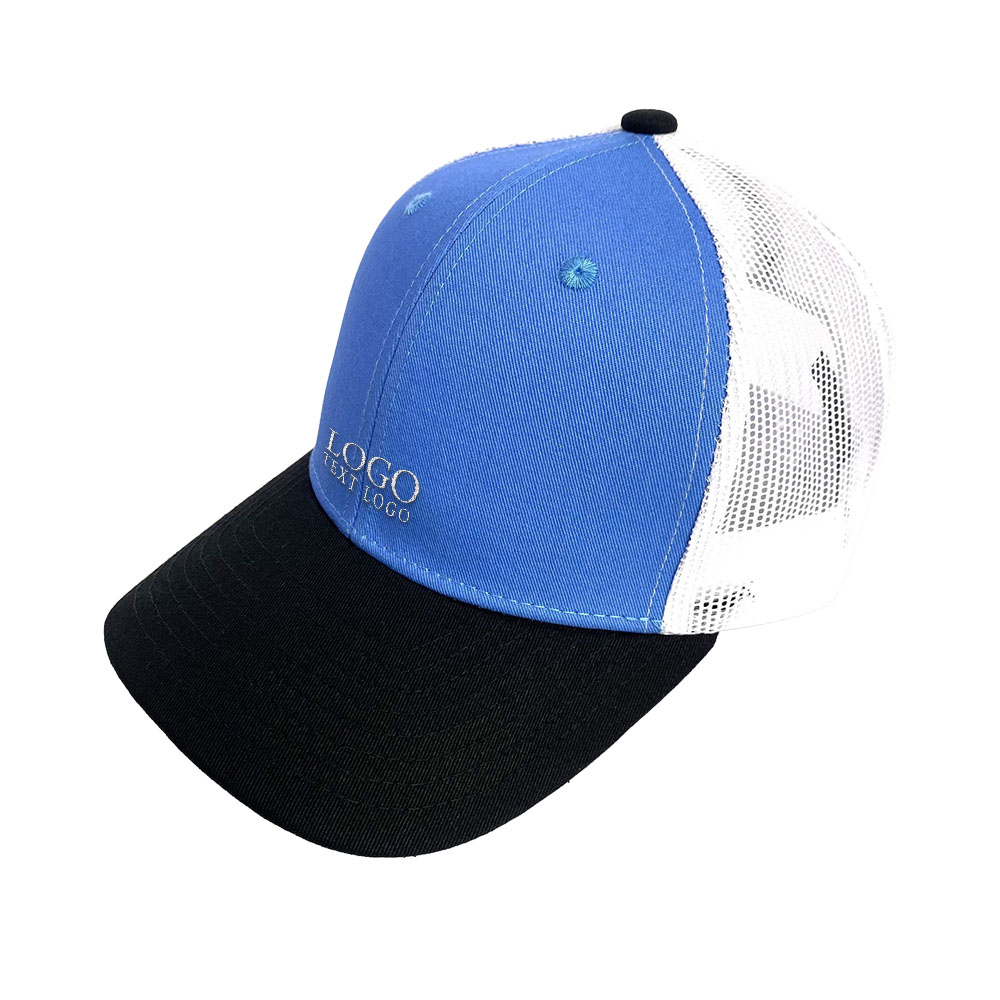 Mesh Summer Sun Protection Travel Hat Sky Blue with logo