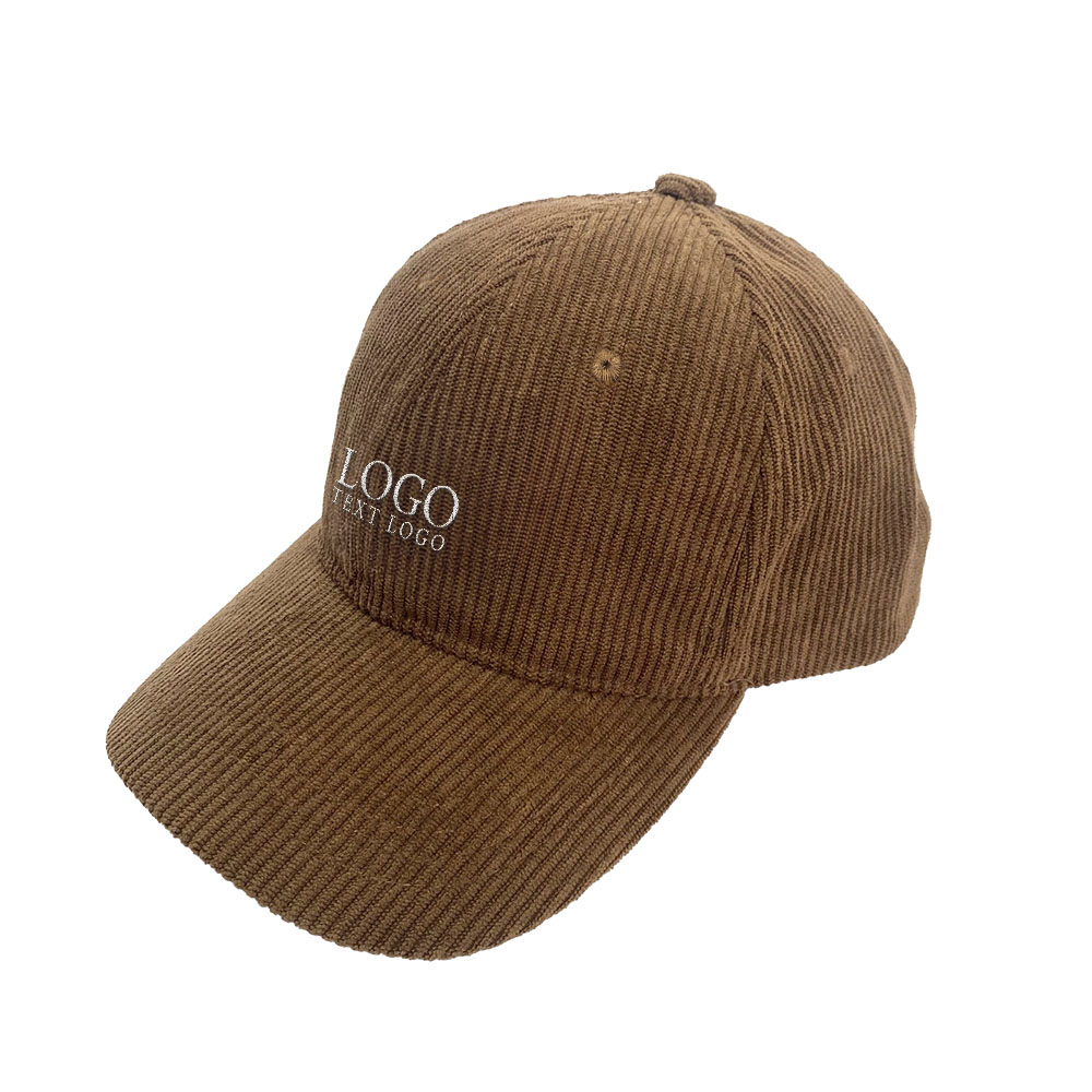 Vintage Thick Stripe Corduroy Baseball Hat Brown Gray with logo