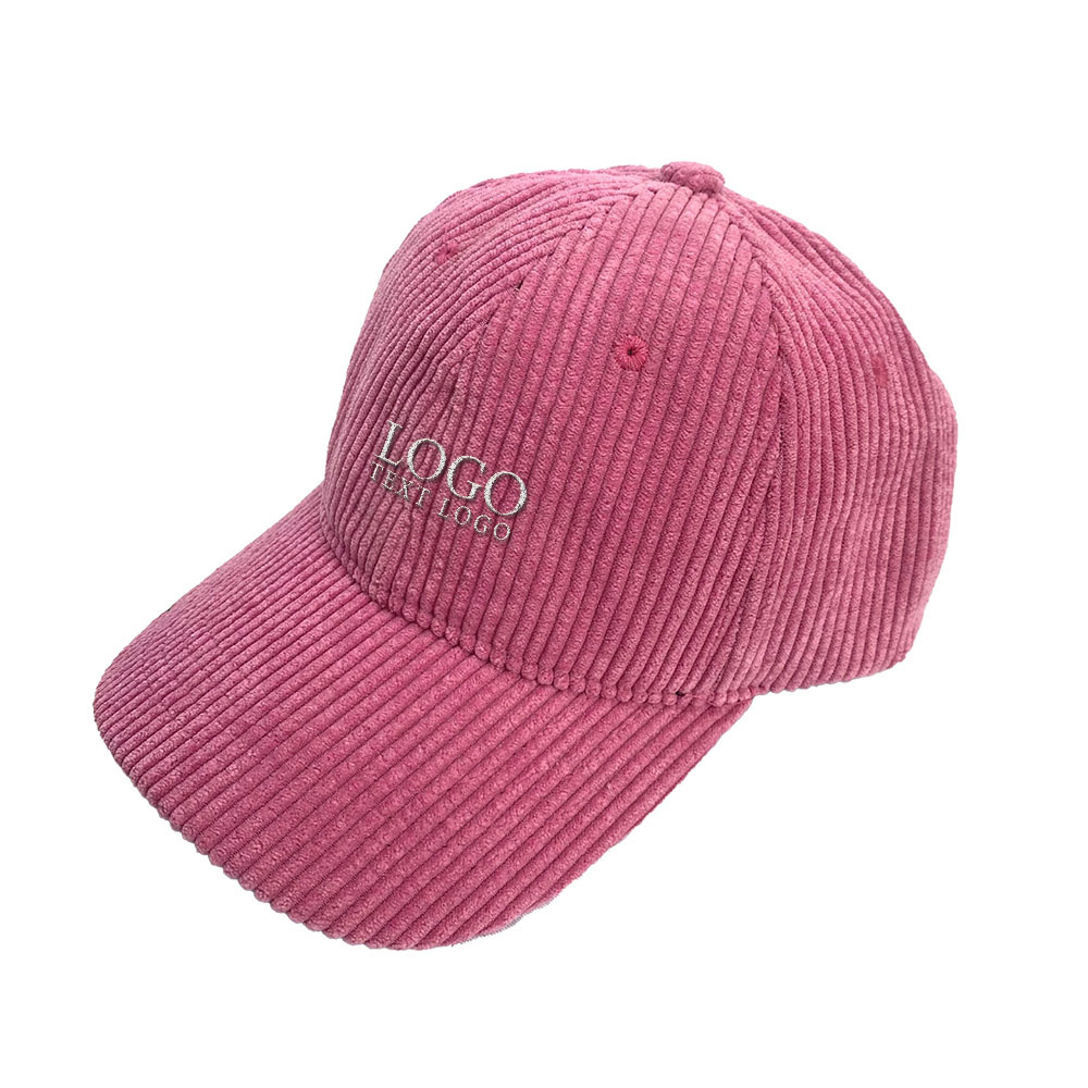Vintage Thick Stripe Corduroy Baseball Hat Brown Pink with logo