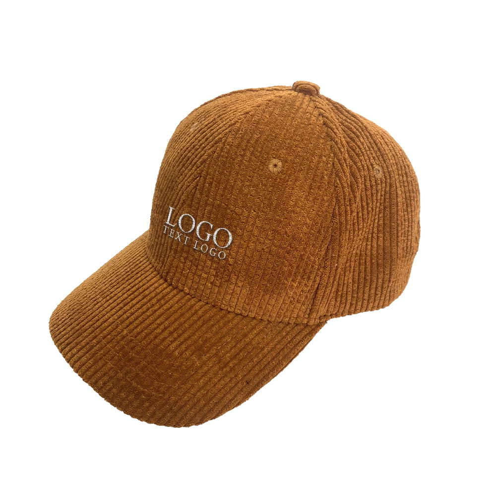 Vintage Thick Stripe Corduroy Baseball Hat Brown with logo