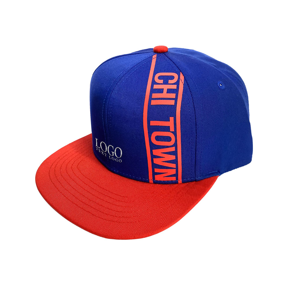 Embroidered Logo Flat Brim Baseball Hat Blue with logo