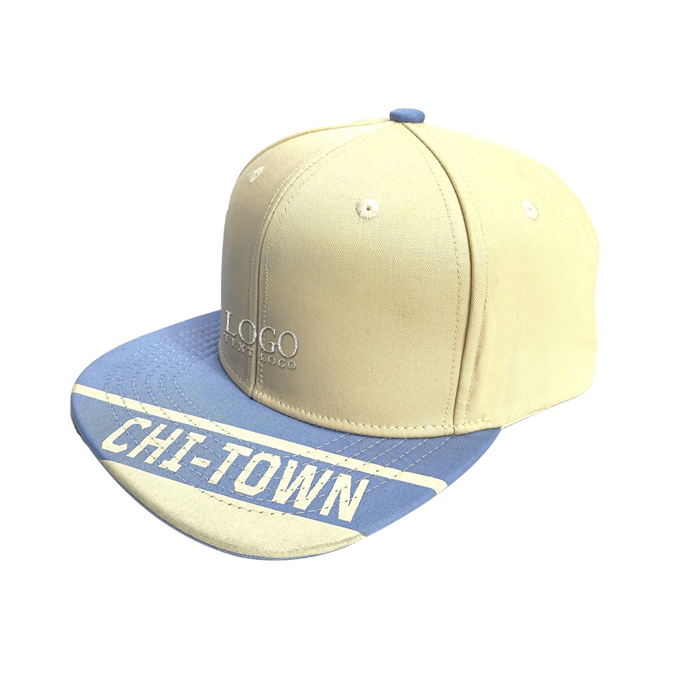 Embroidered Logo Flat Brim Baseball Hat White with logo