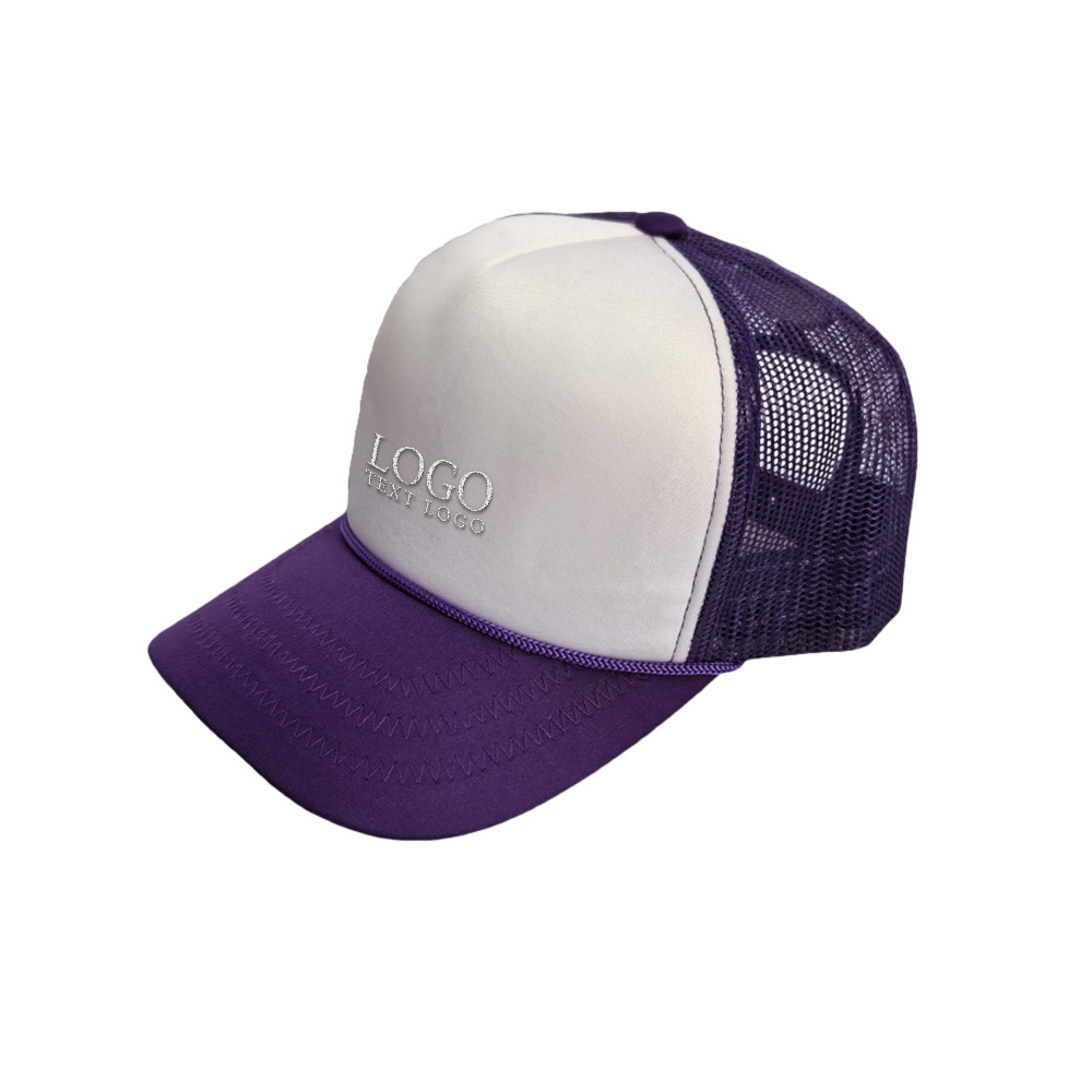 Five-piece Sponge Mesh Hat with Decorative Rope Purple with logo