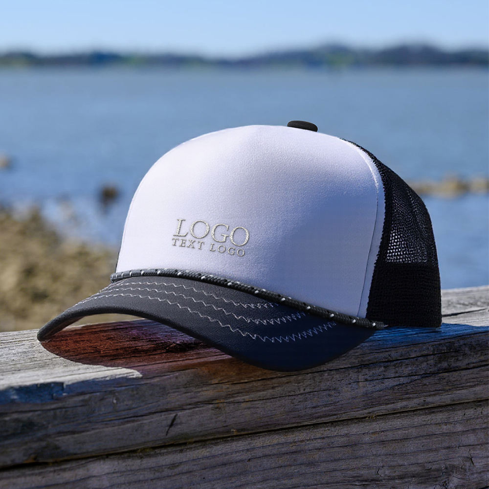 Lifestyle shot of Five-piece Sponge Mesh Hat with Decorative Rope