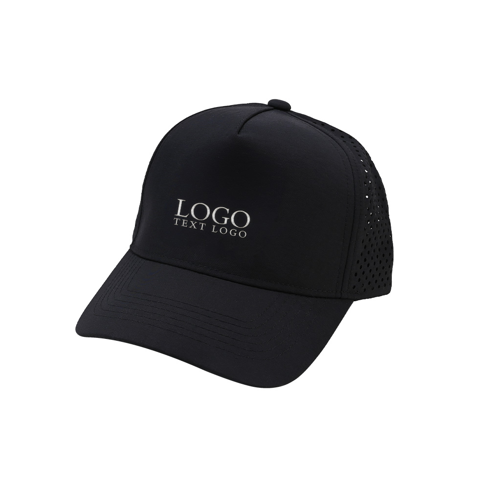 Polyester Flat Brim Flat Hat Black with logo