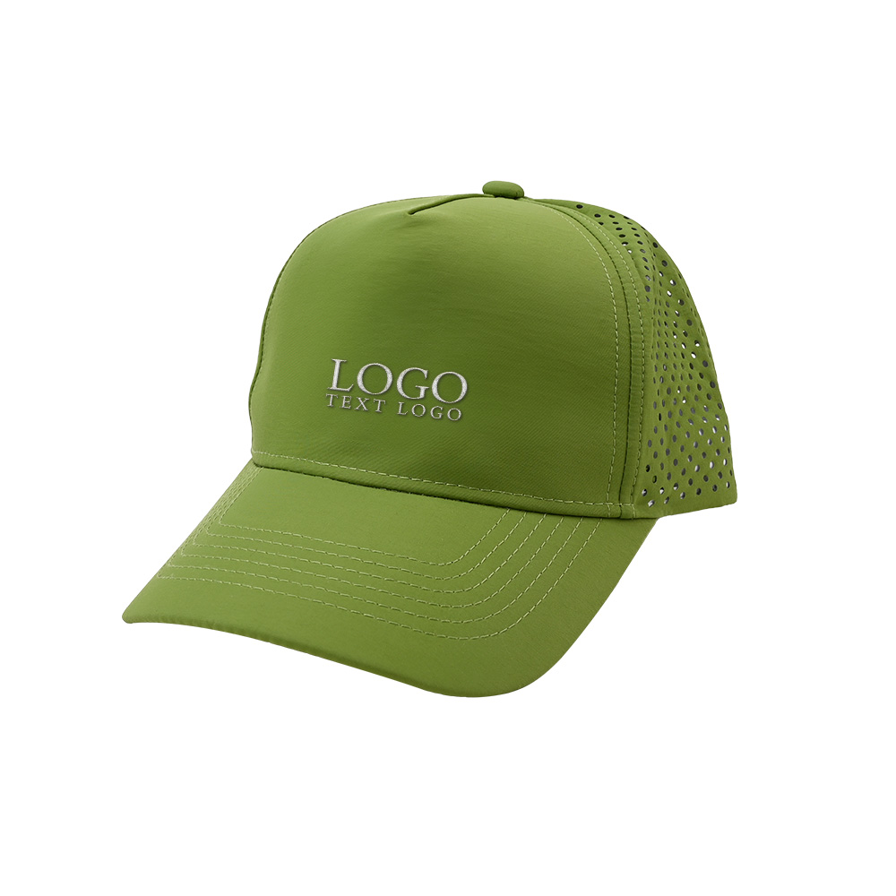 Polyester Flat Brim Flat Hat Green with logo