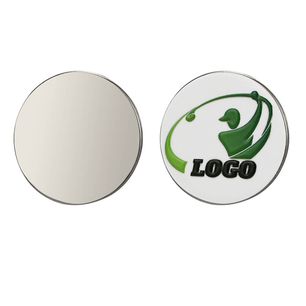 Custom Color Logo Ball Marker Silver with Logo Both Side