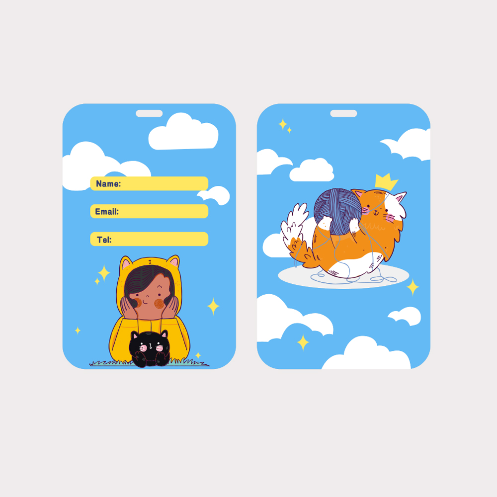 Blue Sky Cute Cat Luggage Tag