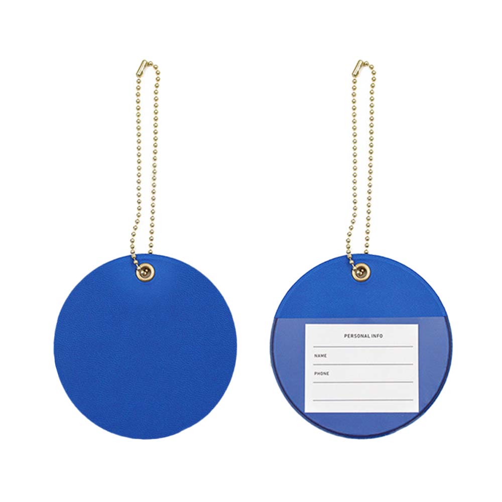 Customized PU Leather Round Luggage Tag blue Customized PU Leather Round Luggage Tag blue