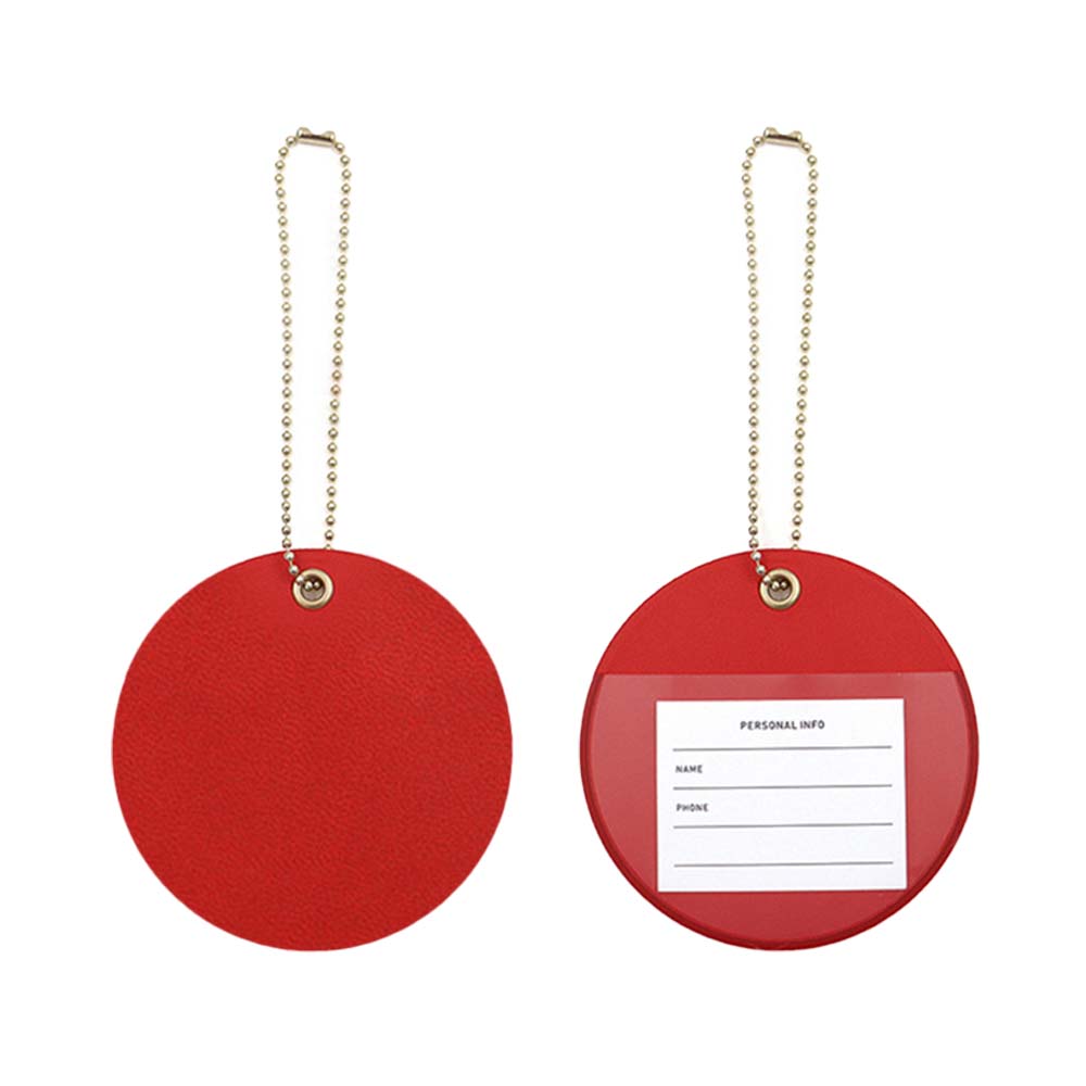 Customized PU Leather Round Luggage Tag red Customized PU Leather Round Luggage Tag red