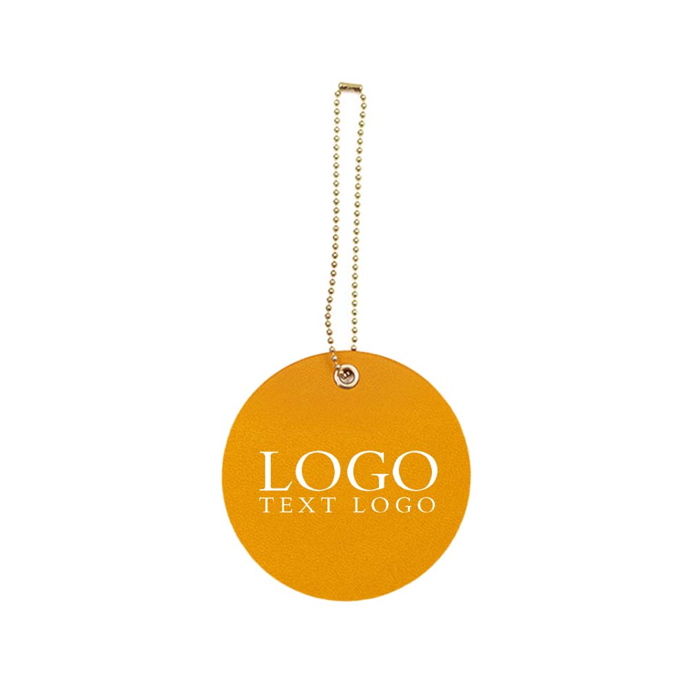 Customized PU Leather Round Luggage Tag yellow Customized PU Leather Round Luggage Tag yellow