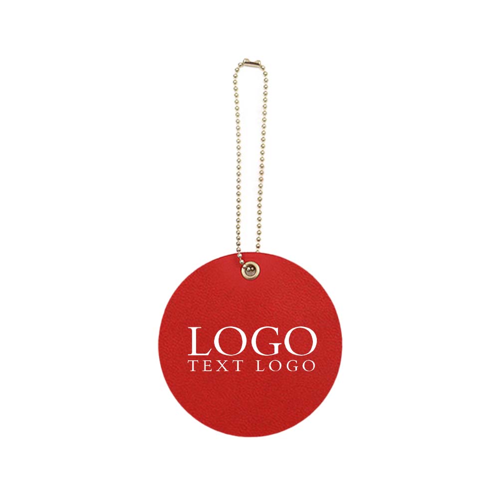 Customized PU Leather Round Luggage Tags red Customized PU Leather Round Luggage Tags red